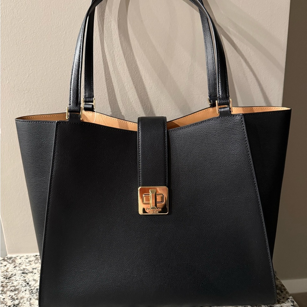 Elegant Black Leather Tote Bag